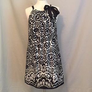 WHBM Black and white bow neck dress